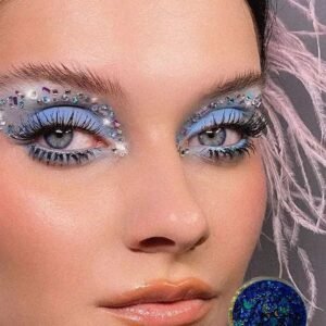 Jel Form Makyaj Simleri Glitter Işıltılı Yüz Makyajı Mavi