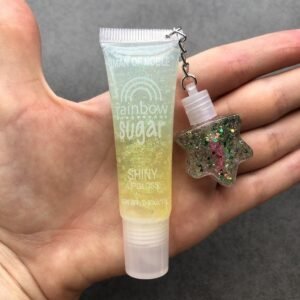 Gökkuşağı Dudak Parlatıcısı Yıldızlı 2’li Rainbow Sugar Shiny Lip Gloss Lip Balm Glitter(1AD)