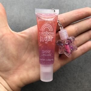 Gökkuşağı Dudak Parlatıcısı Yıldızlı 2’li Rainbow Sugar Shiny Lip Gloss Lip Balm Glitter