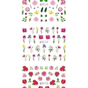 3'lü Tırnak Sticker Dövme Tüm Çiçek Çeşitleri Nail Tattoo Flowers