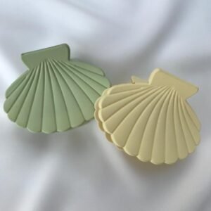 Yeşil-sarı Mat Pastel Renkli Kadın Midye Mandal Toka