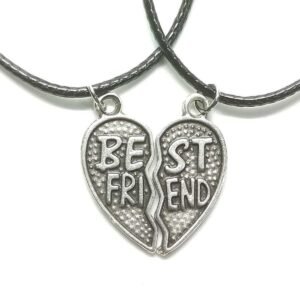 Antik Gümüş Kaplama Kalp 2'li Bff Best Friends Arkadaşlık Kolyesi Model 2. Çocuk Genç Kolye