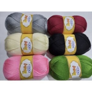 6 Adet Patik Ipi 100 gr 225 Metre Gri Krem Pembe Siyah Bordo Yeşil Tığ No 2.5 Şiş No 3.5