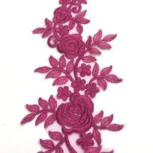 Fuşya Gül Desenli Dantel Güpür Aplik