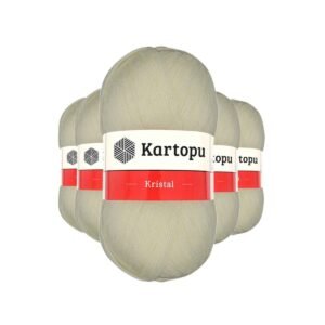 5 Adet Kristal Çift Katlı El Örgü Lif Ipi Krem K025