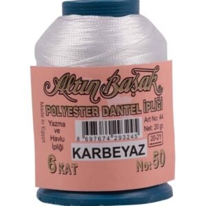 Polyester Oya Ve Dantel Ipliği 20 Gr No:50 6 Kat - Kar Beyaz