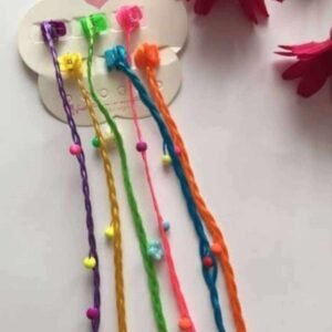 Rengarenk Unicorn 6lı Örgülü Takma Saç Toka Pembe Mavi Sarı Mor Yeşil Renkli