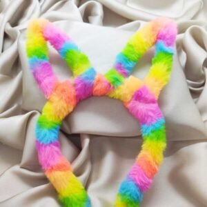 Rengarenk Gökkuşağı Tavşan Kulaklı Peluş Taç