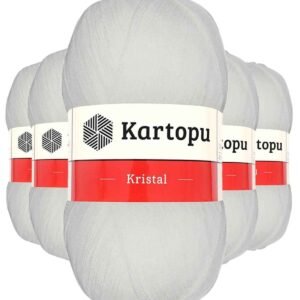 5 Adet Kristal Çift Katlı El Örgü Lif Ipi Beyaz K010