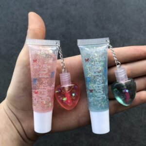 Kalpli 2'li Dudak Parlatıcısı 2 Adet Turkuaz Ve Turuncu Lip Balm Lip Gloss