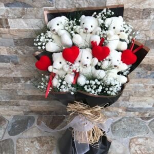 Ayıcıklı Kalpli Buket