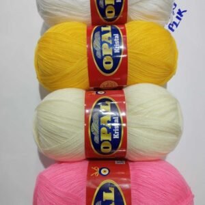 [4 Adet] 100 gr 475 Metre Lif Ipliği Beyaz Krem Sarı Pembe Renk Tığ No 4 Veya 5