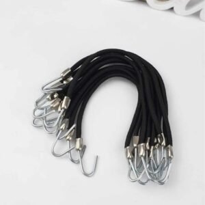 Kançalı Ucu Metal Çengelli Lastik Toka 10 Adet Siyah
