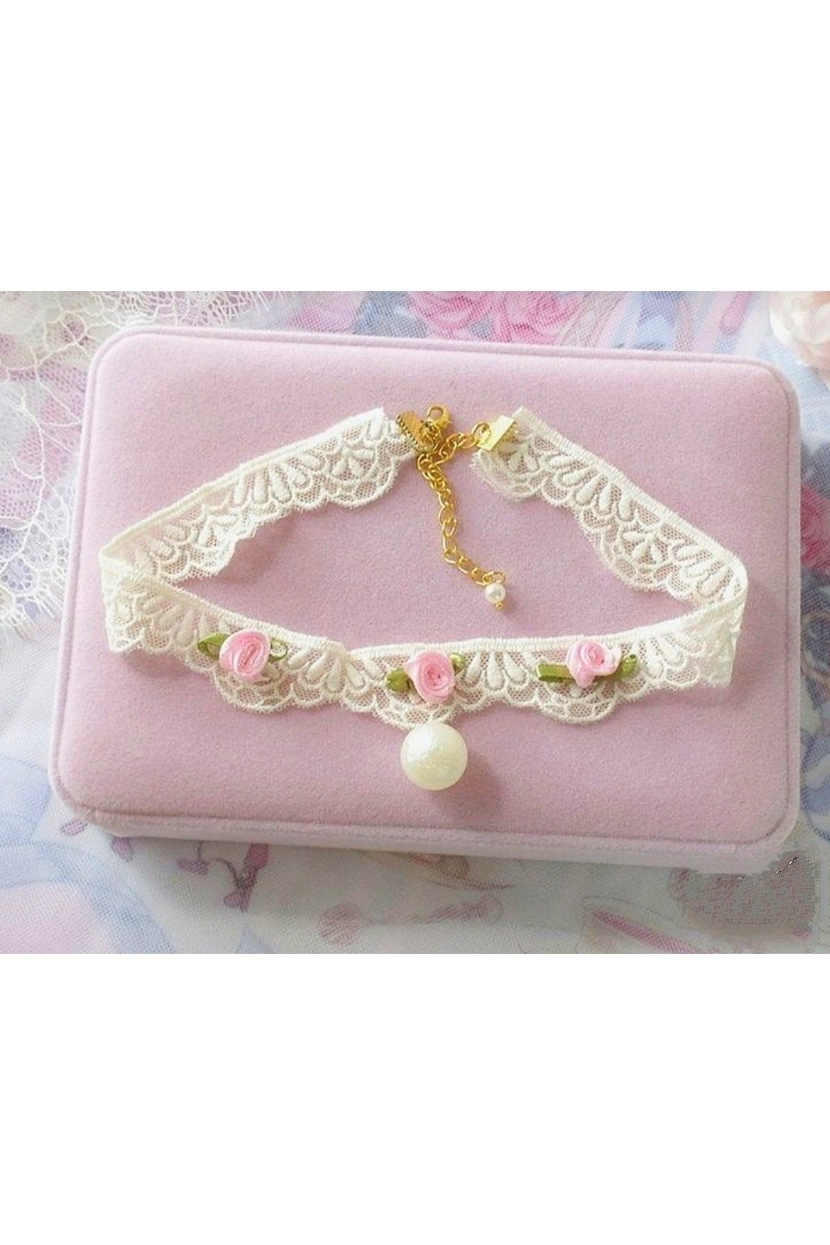 Choker Barbie Pembe Vintage Kolye