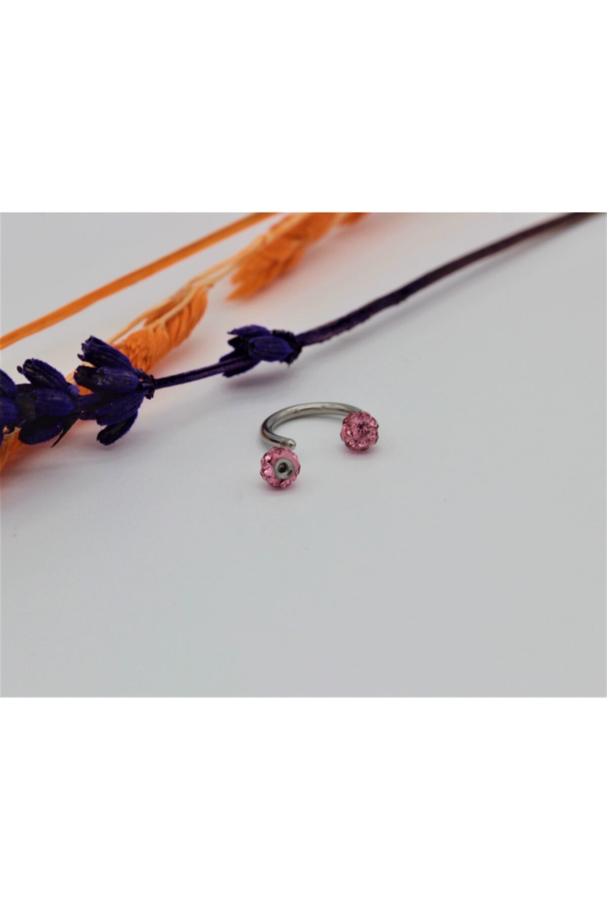 Cerrahi Çelik (pembe) Zirkon Taşlı; Kıkırdak, Dudak, Burun, Septum, Tragus Piercing. - Görsel 2