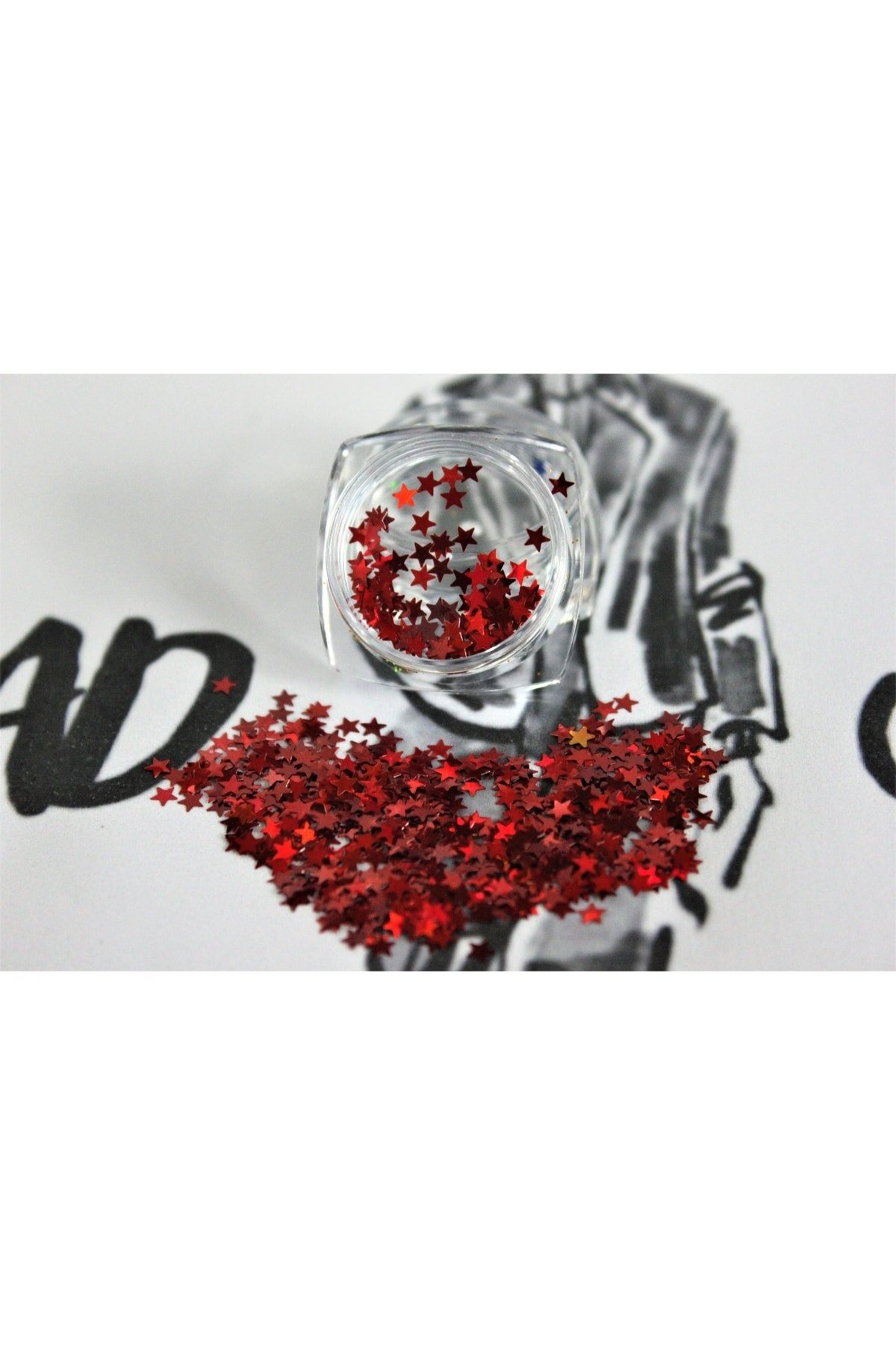 Tırnak Süsleme Işığı Çok Iyi Yansıtan Parıltıl Yıldız Desenli Pul Nail Art - Görsel 6